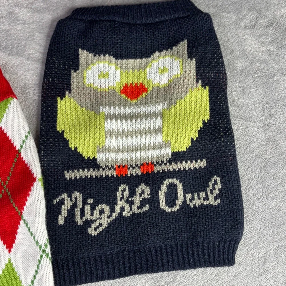 Dog Sweater Bundle Medium‎ Multicolor Argyle Night Owl 2 Pack one is new